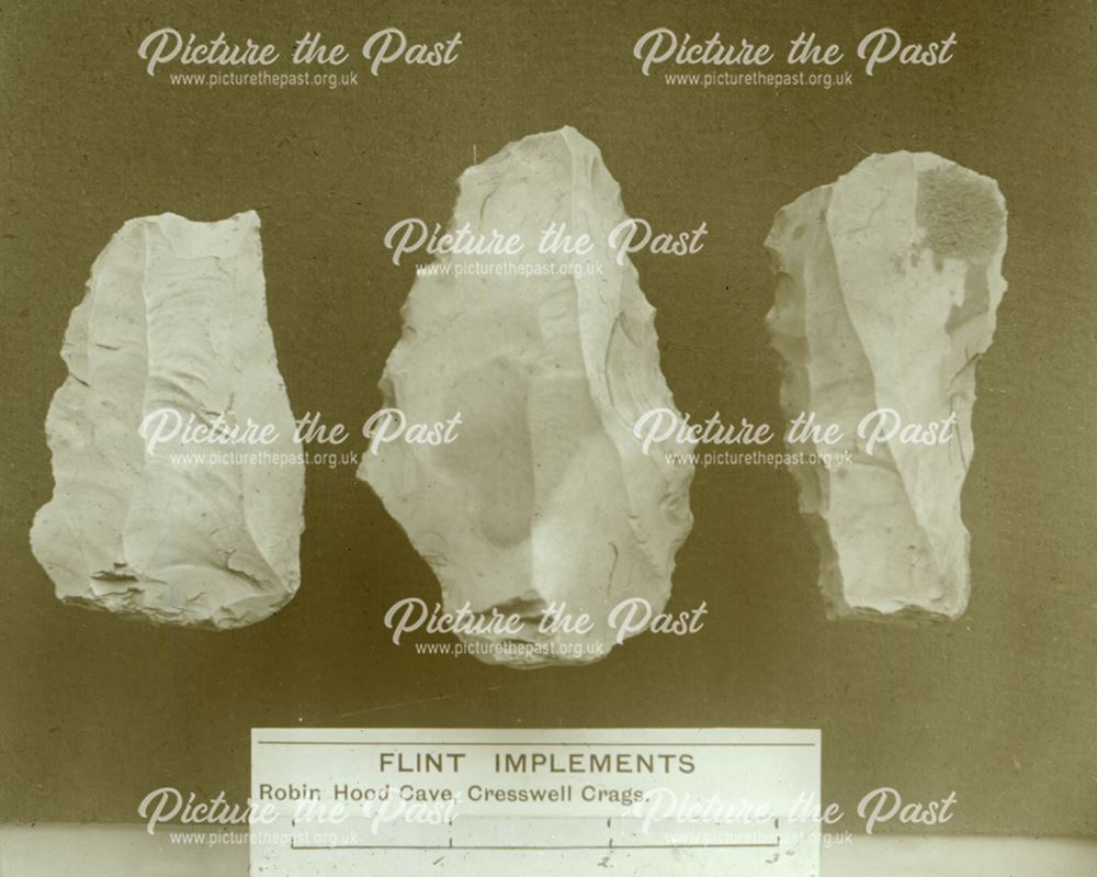 Excavated prehistoric flint tools-implements - Creswell Crags