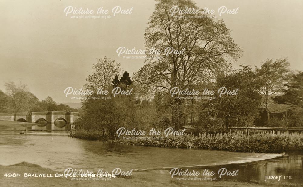 River Wye and Bakewell Bridge, Bakewell, c 1908