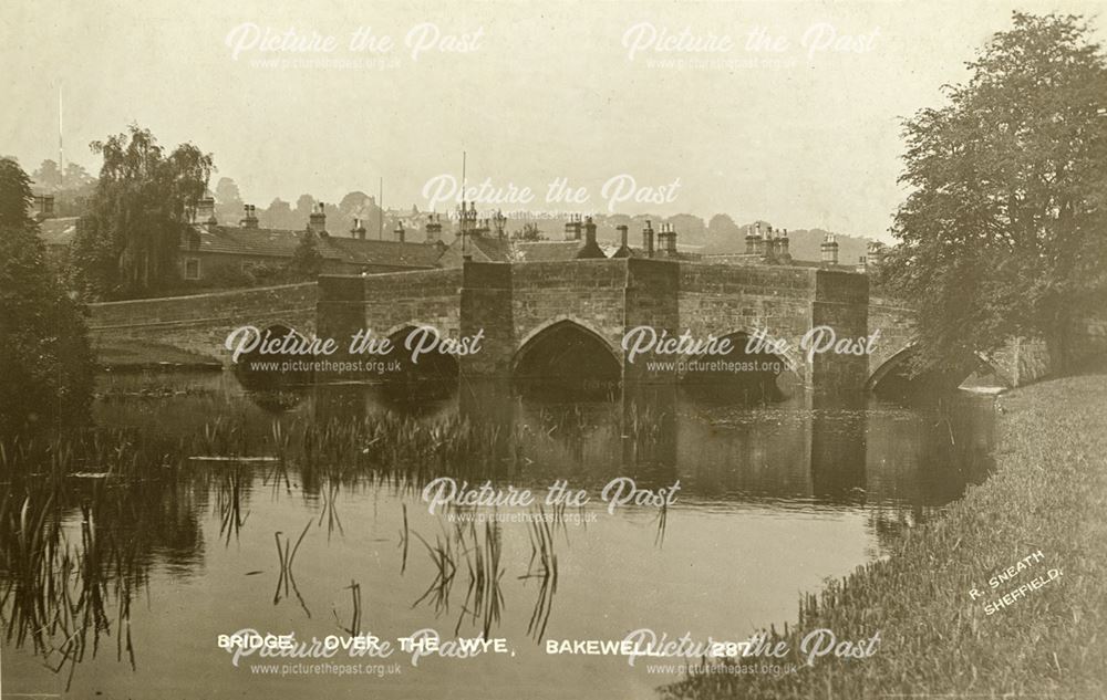 River Wye and Bakewell Bridge, Bakewell, c 1929