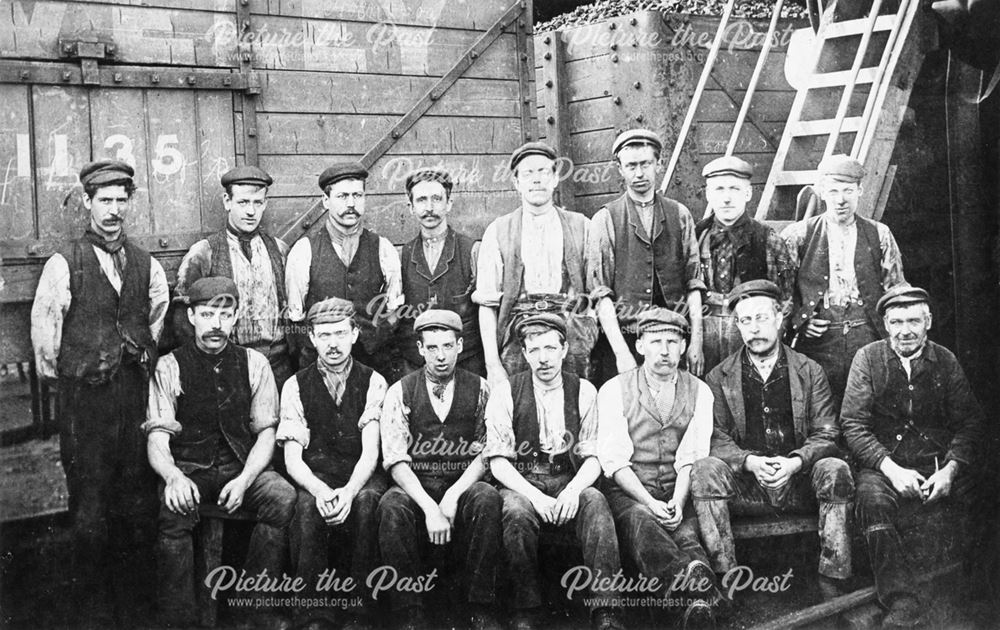 Coal Miners posed at Ireland Colliery, Poolsbrook, or Markham Colliery, Duckmanton