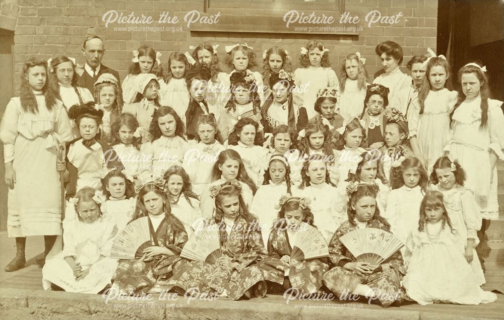 Children in costume for theatrical event, South Normanton