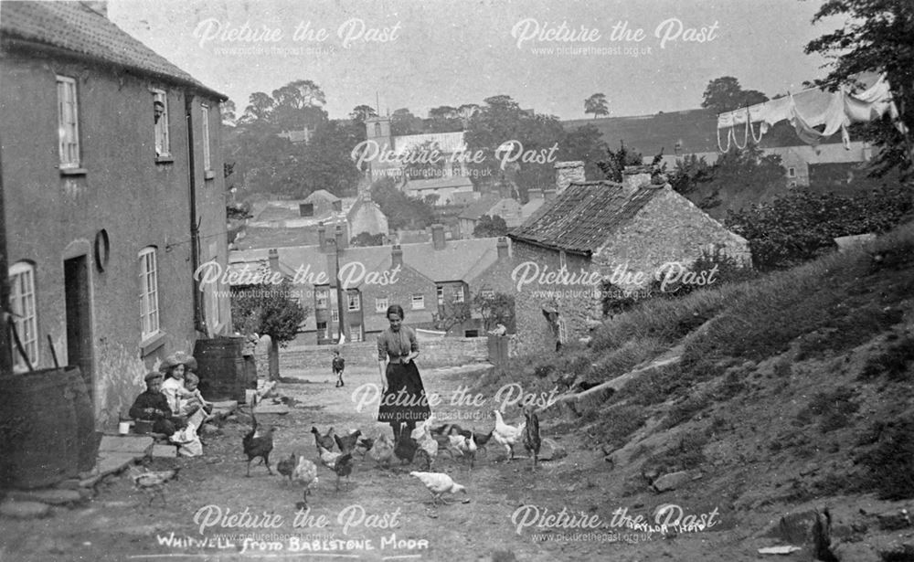 'Whitwell From Bakestone Moor' and a family with Chickens