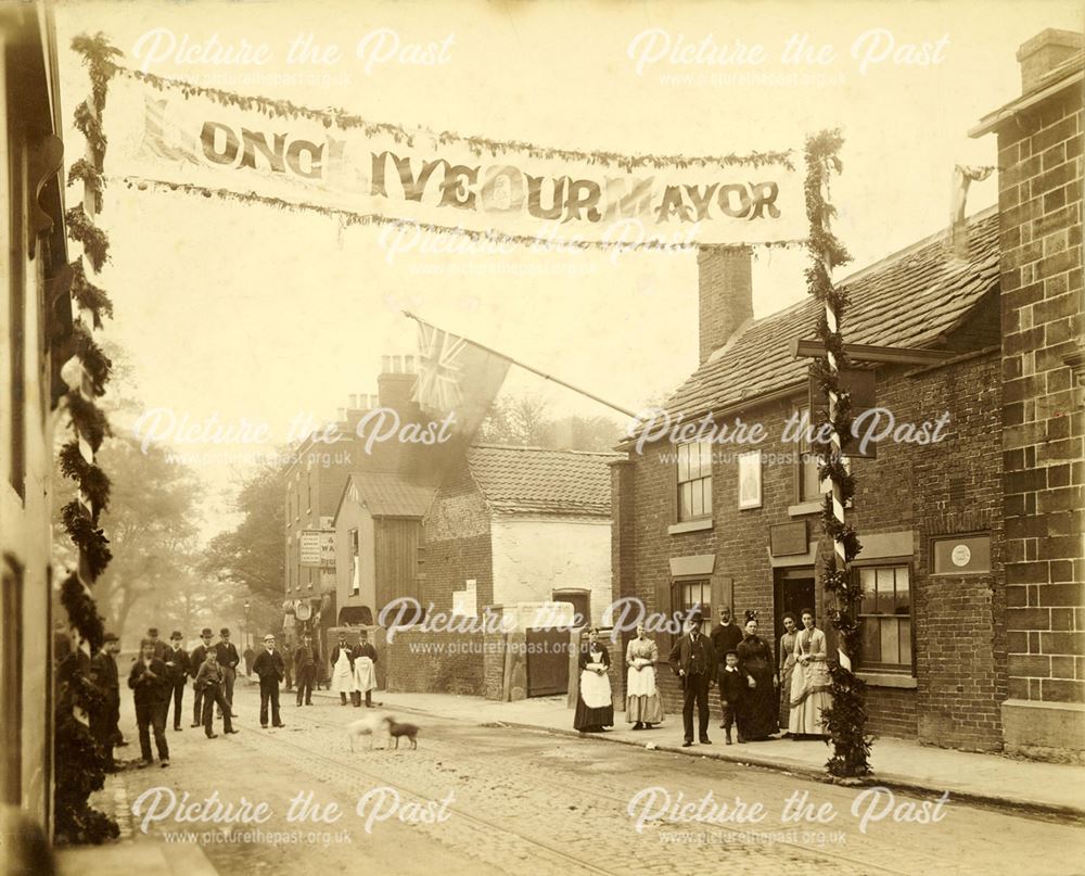 Celebration on West Bars for Alderman T P Wood, Mayor of Chesterfield 1885-86