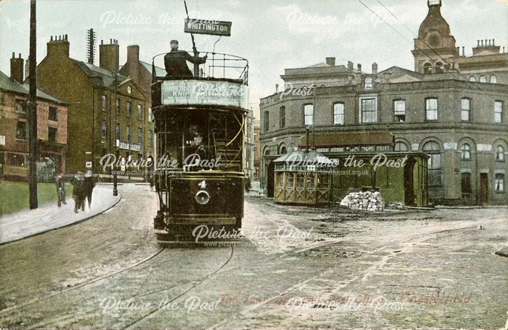 Electric Tram to Whittington in New Square c 1904