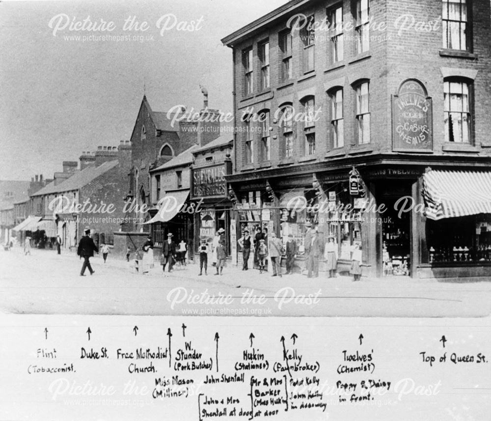 Families outside their shops - Whittington Moor - Sheffield Road - Queen Street junction