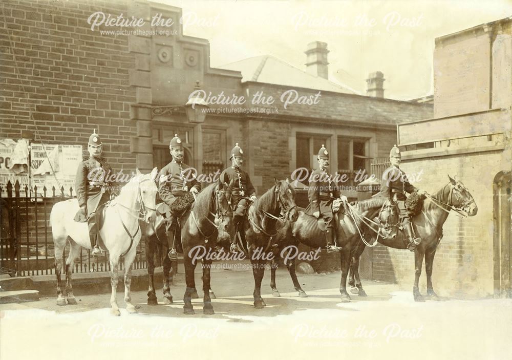 Chesterfield's mounted police outside a Police Station