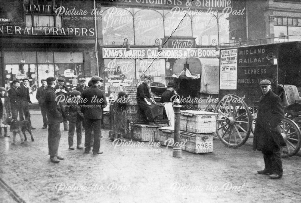 Unloading pheasants from the King's New Year shoot at Chatsworth - 1907