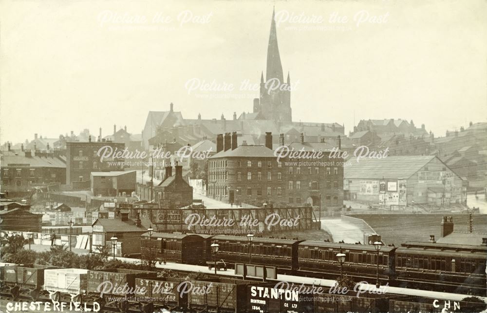 View over Midland Railway Station towards St Mary's Church and the town centre
