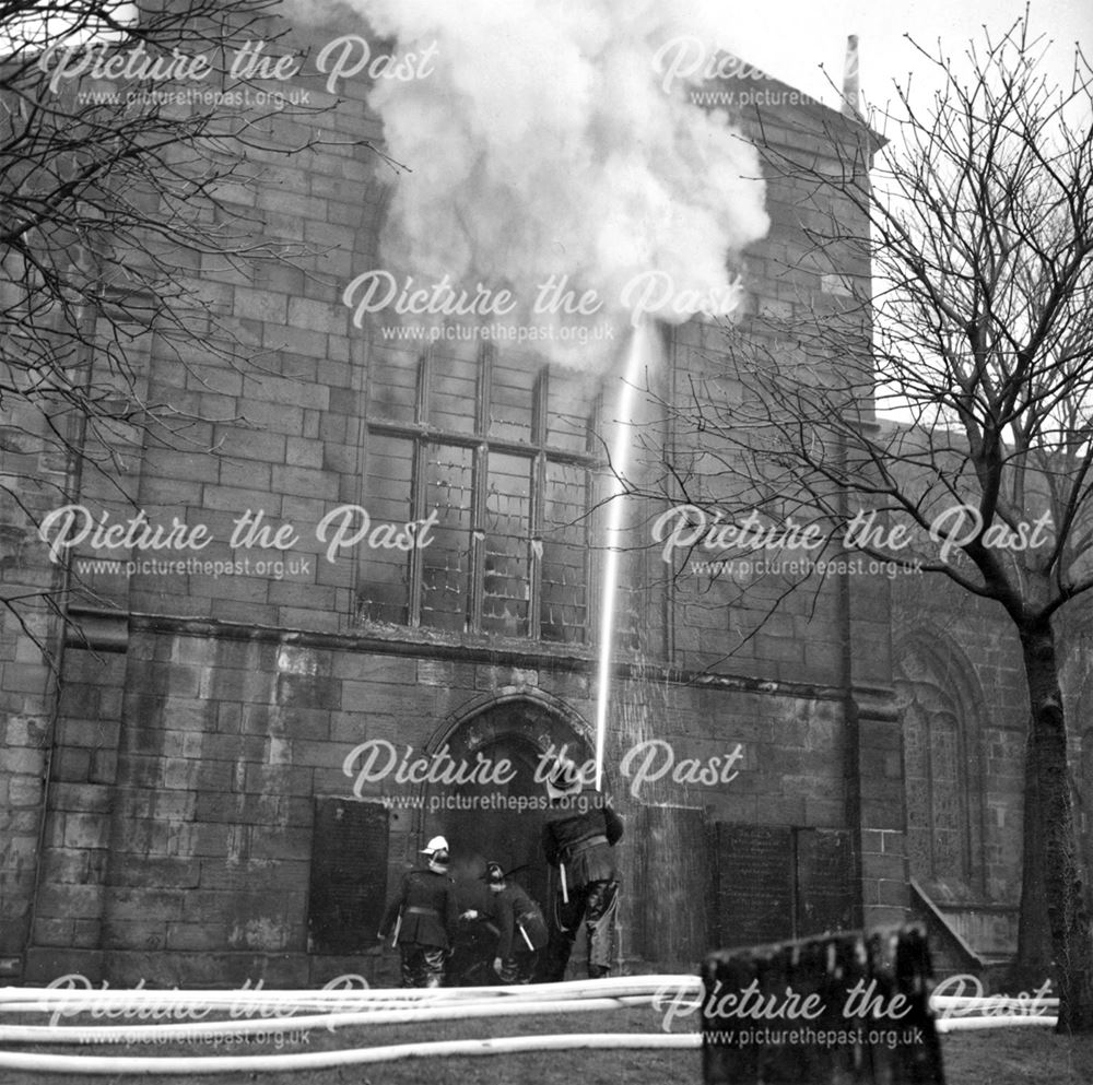 Fire at Chesterfield Parish Church 1961