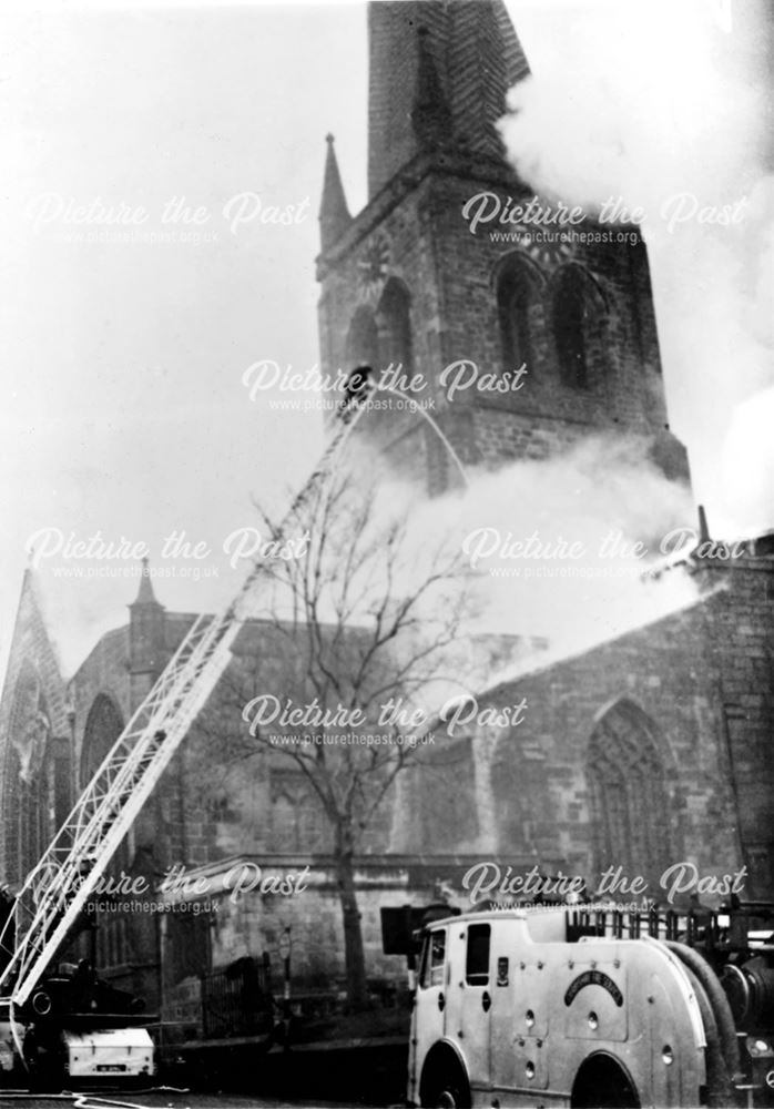 Fire at Chesterfield Parish Church 1961