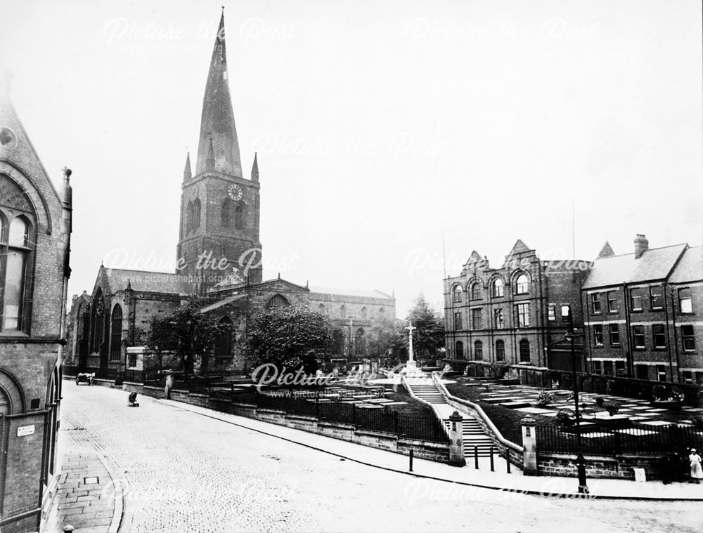 St Mary's and All Saints' - Chesterfield Parish Church - showing the Calvary War Memorial Cross erec