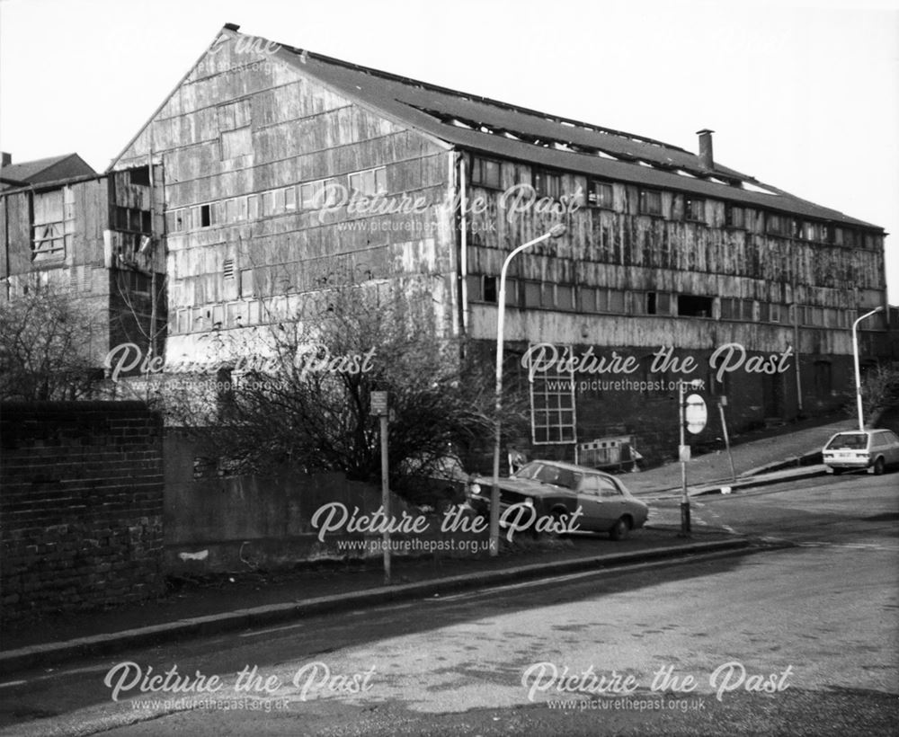 Demolition of Eyres Furniture Works, Tapton Lane, Chesterfield, 1982