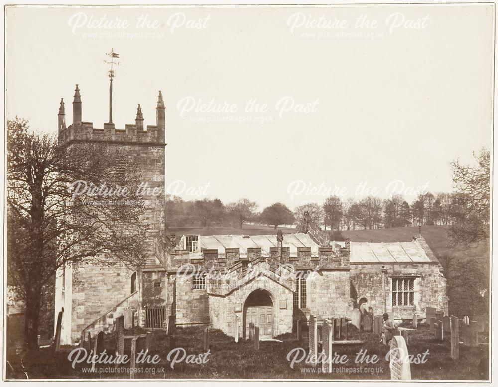 St. Peter's Church from South, Edensor, c 1860s