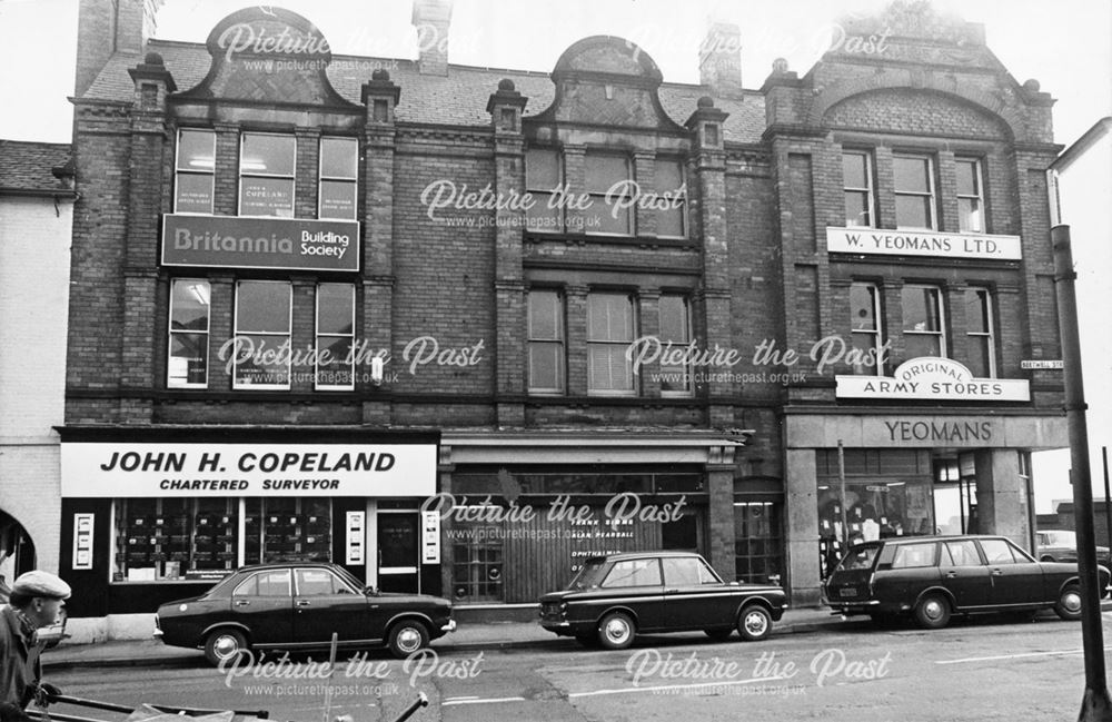 Shops on south side of Beetwell Street , Chesterfield, 1977