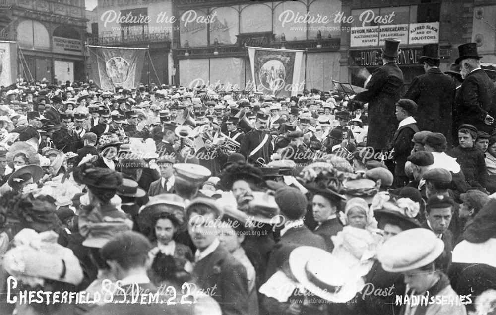 Sunday School Demonstration, Market Place, Chesterfield, c 1900