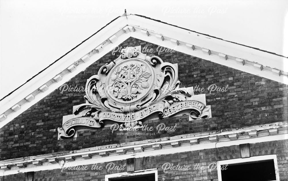 Carved Chesterfield Borough seal on former Maternity Home, Royal Hospital, Holywell Street, Chesterf