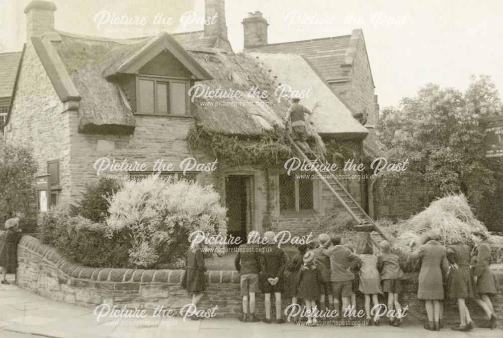 Thatching Revolution House, Old Whittington, 1946