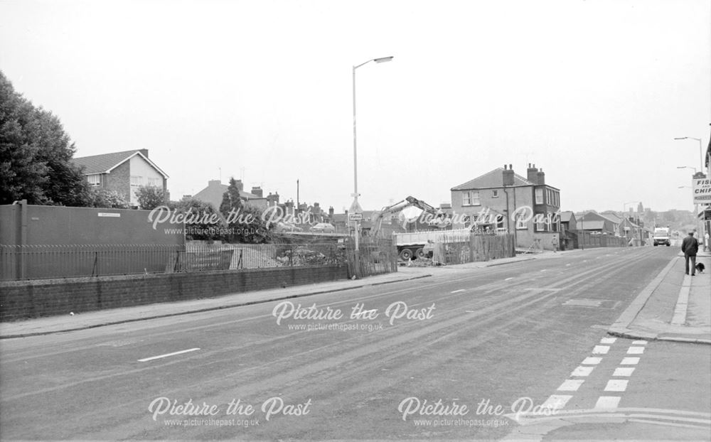 Clearance of filling station site, Chatsworth Road, Brampton, Chesterfield, 1990