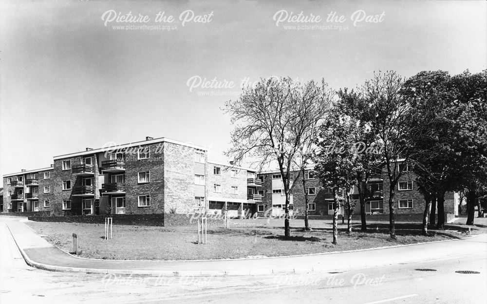 Cromford Court and Willersley Court flats, Newbold Road, Newbold, Chesterfield, 1964