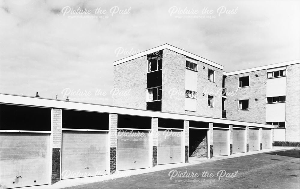 Garages at Birchover Court, Highfield Lane, Newbold, Chesterfield, 1964