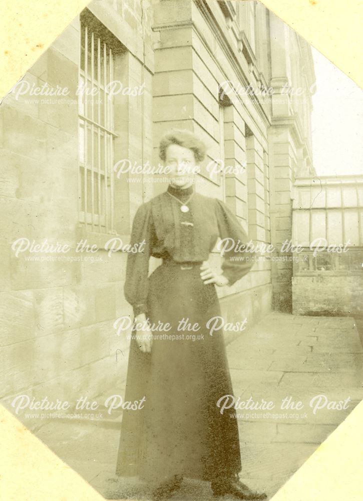 A Lady on the Terrace of Sutton Rock House, Sutton Scarsdale, c 1910