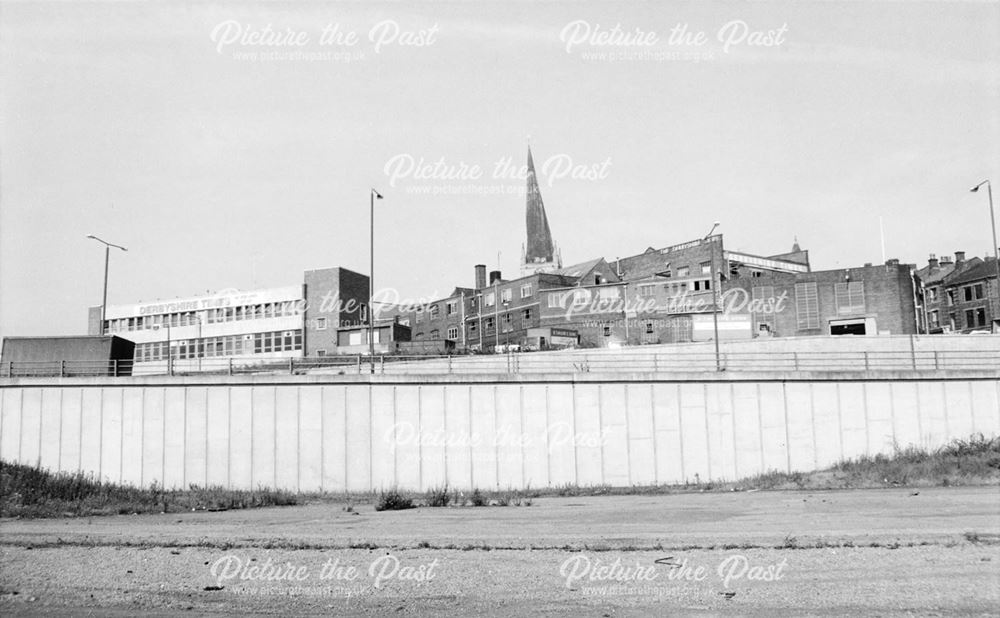 View from Railway Goods Yard to Mill Street, Chesterfield, 1991