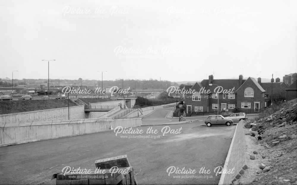 View to Hollis Lane from Mill Street/Spa Lane, Chesterfield, 1991