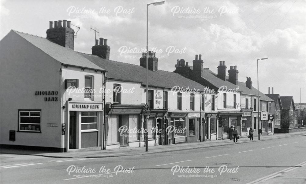 Sheffield Road Looking South from Shaw Street, Whittington Moor, Chesterfield, 1977