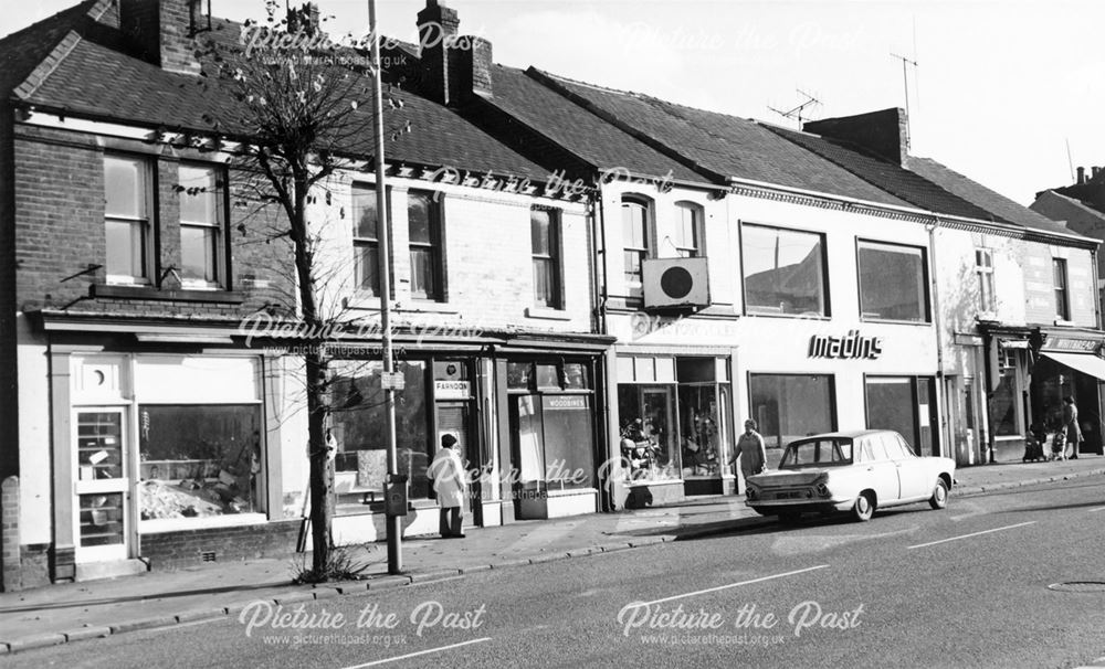 Shops on Sheffield Road, Whittington Moor, Chesterfield, 1976