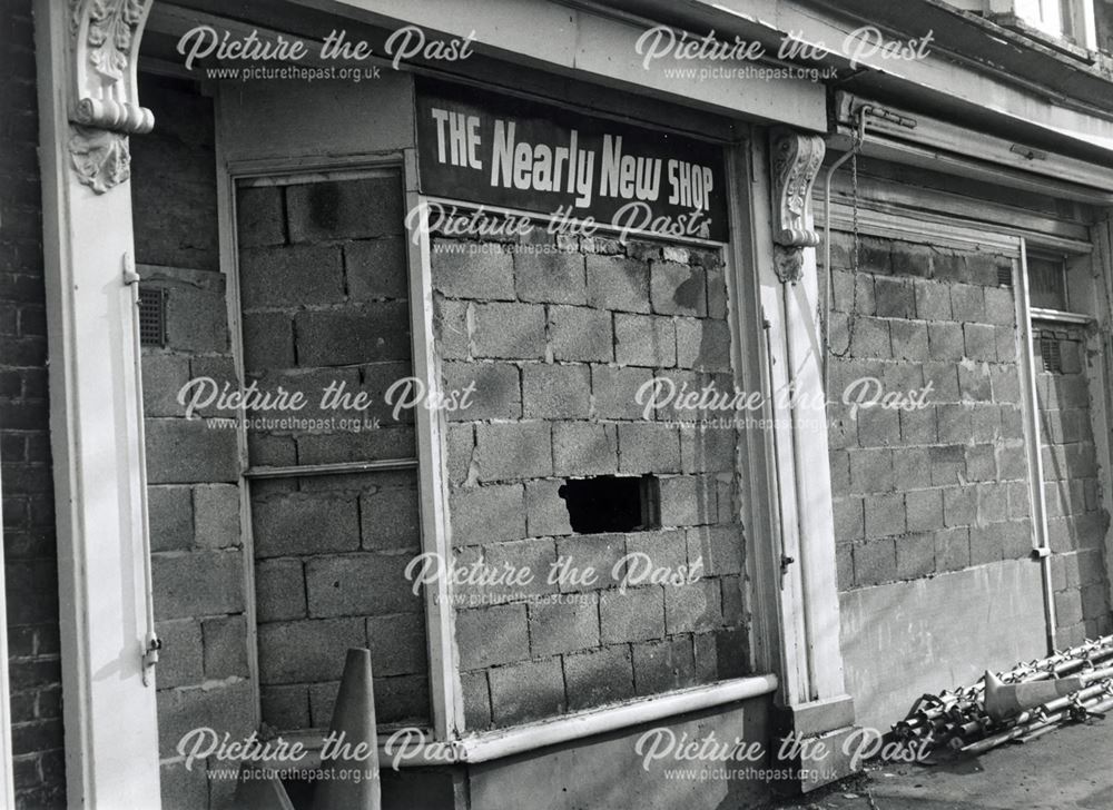Bricked-up Nearly New Shop awaiting Demolition,Whittington Moor, Chesterfield, 1981