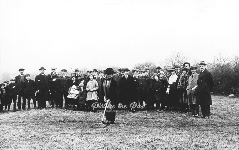 Mrs Robinson Cuts First Sod of Wheatbridge Estate, Chesterfield, 1920