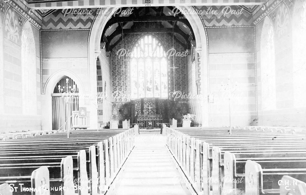 St Thomas' Church Interior, Chatsworth Road, Brampton, Chesterfield, c 1910