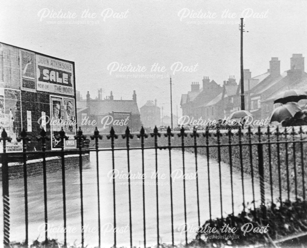 August Bank Holiday Floods, Chatsworth Road, Brampton, Chesterfield, 1922