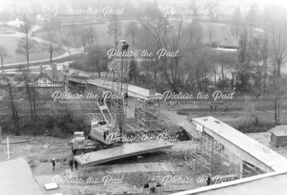 Construction of Footbridge to Queens Park, Markham Road, Chesterfield, 1963