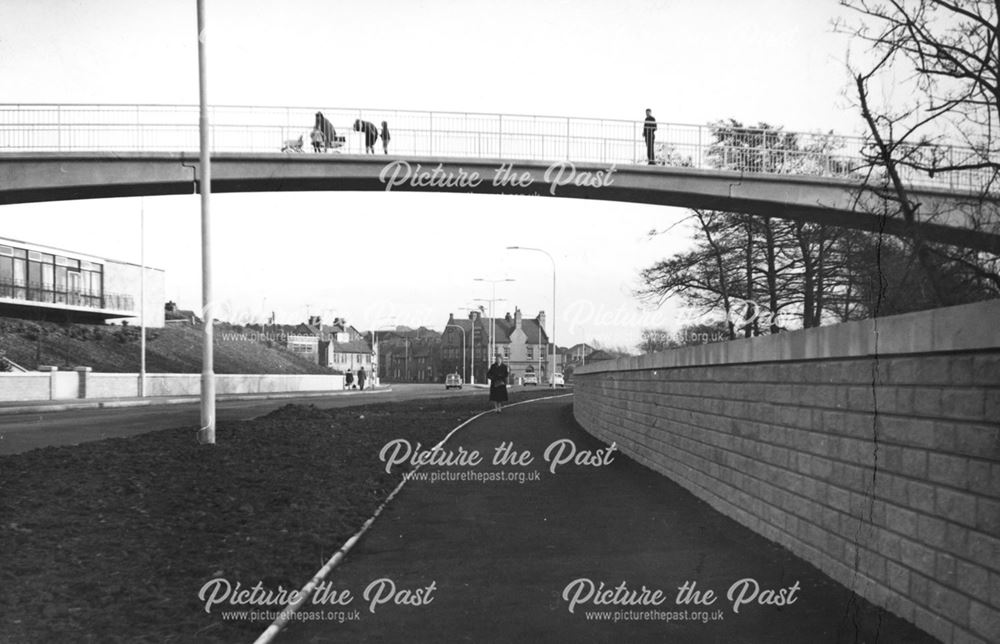 Footbridge to Queens Park, Markham Road, Chesterfield, c 1965