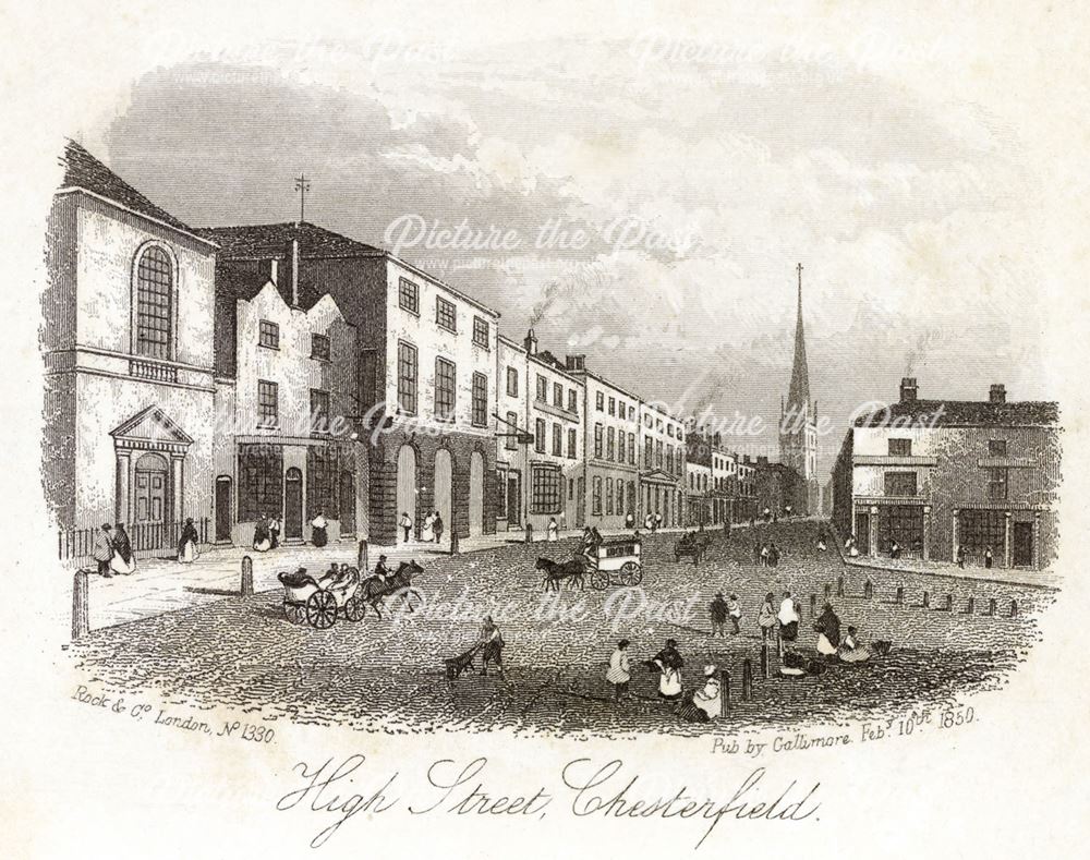High Street and Market Place, Chesterfield, 1850