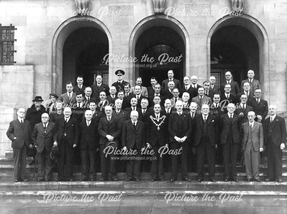 Mayor and Council Officials, Town Hall, Chesterfield, 1945