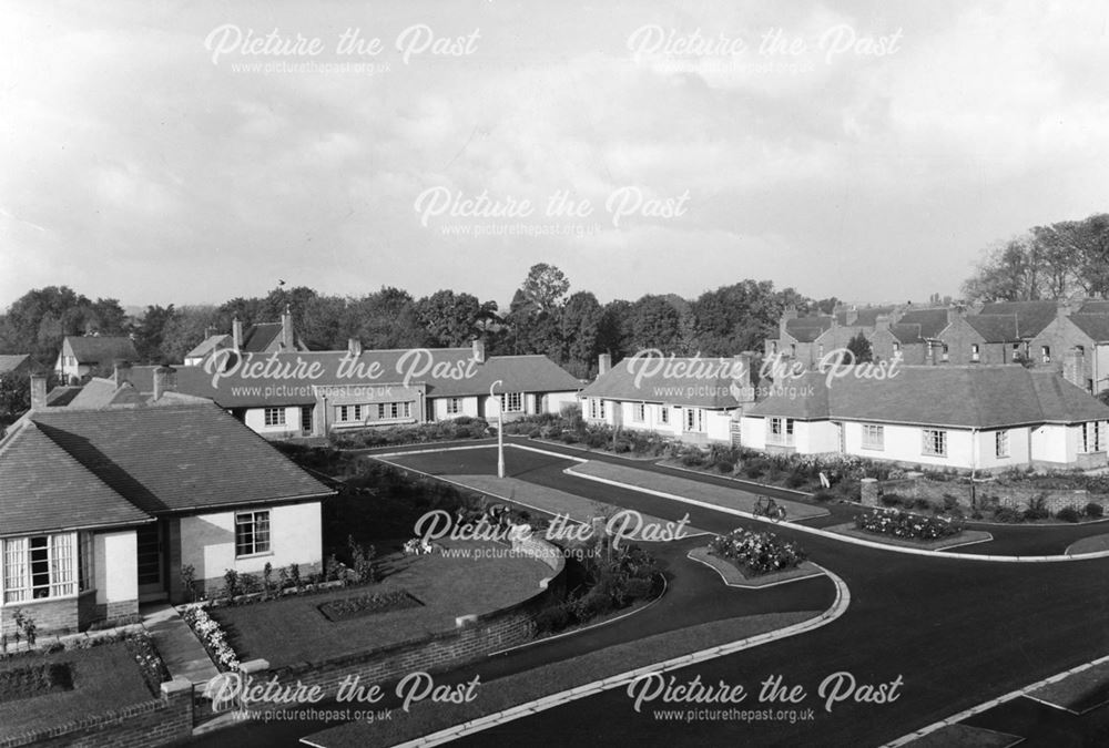 Old people's bungalows in Haddon Close, Brampton, Chesterfield, c 1948