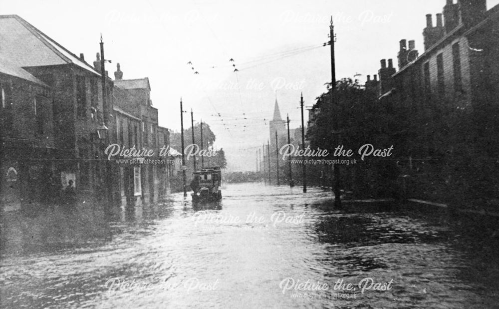 Flooding on Chatsworth Road, Brampton, Chesterfield, 1922