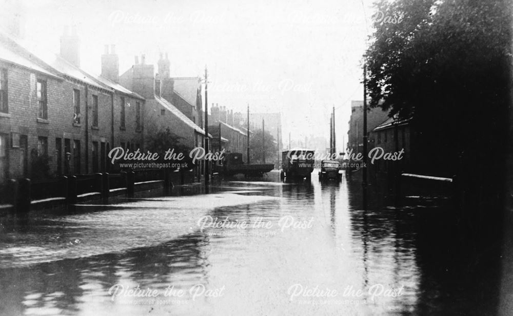 Flooding on Chatsworth Road, Brampton, Chesterfield, 1922