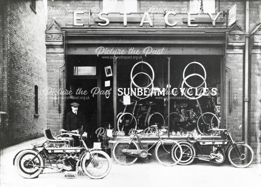E Stacey's Cycle Shop, Brampton, c 1920