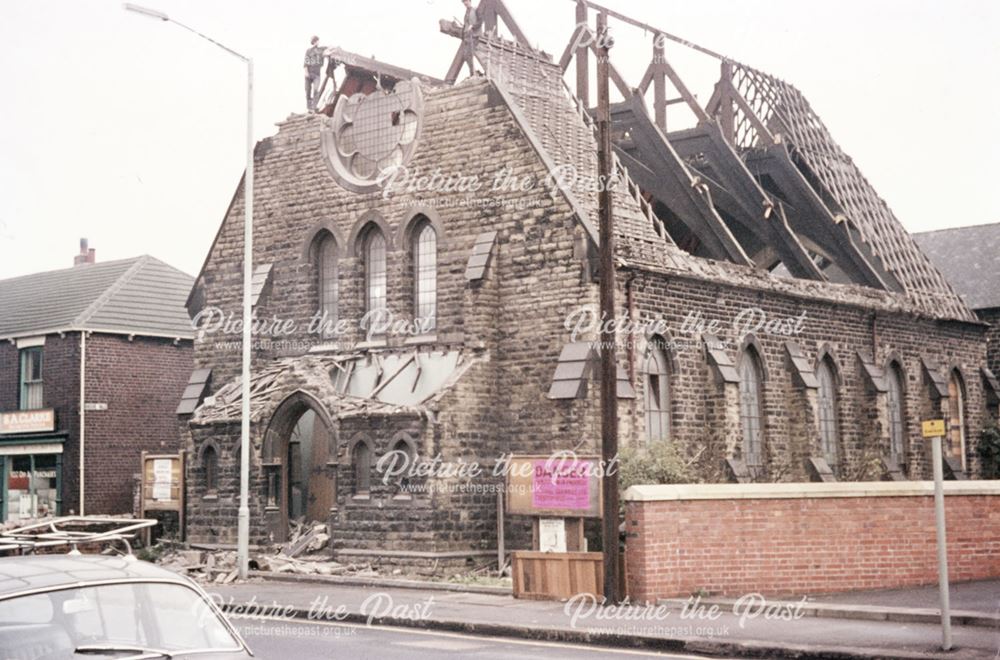 Demolition of Congregational Church, Brampton, Chesterfield, c 1968