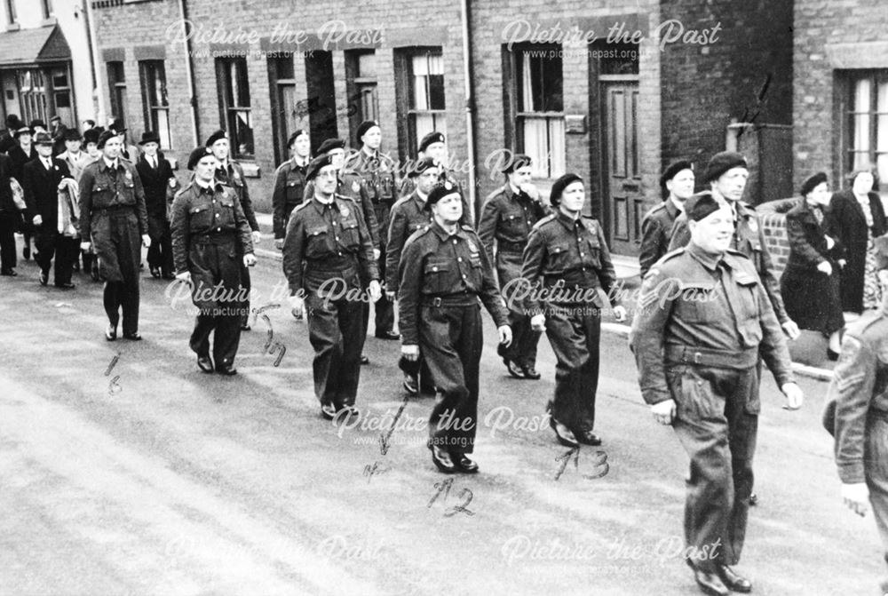 Observer Corps marching along Chesterfield Road