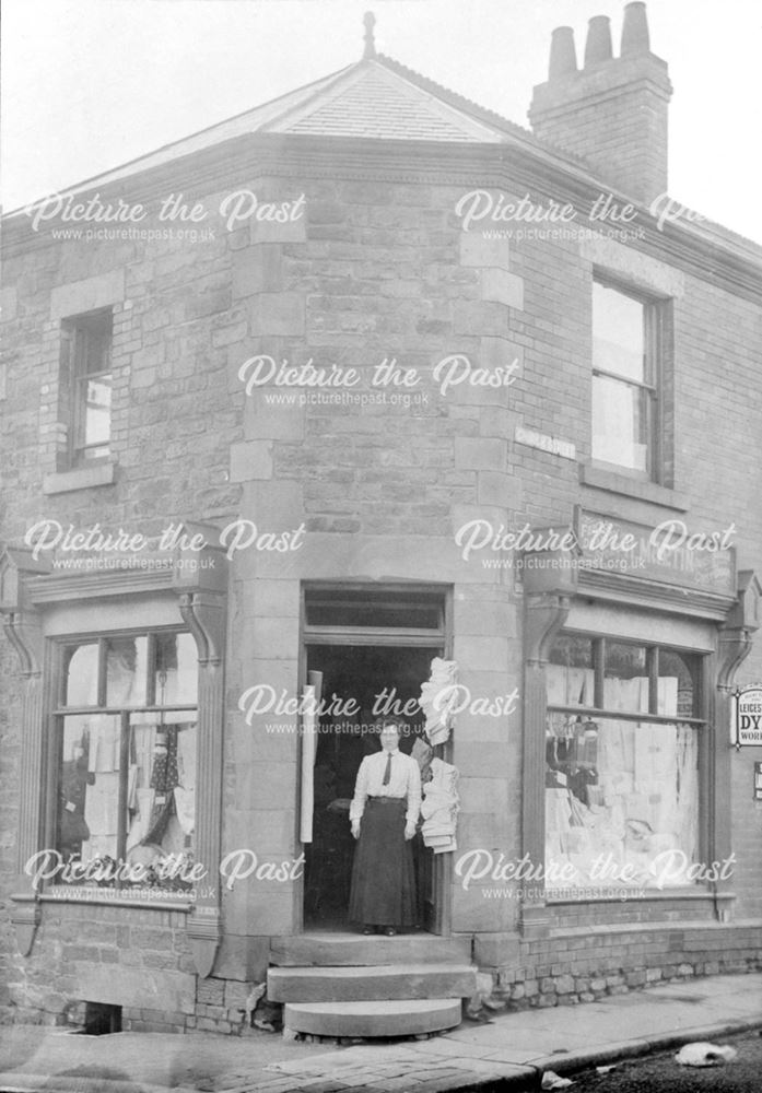 H Martin, Dressmaker, in her Drapery store, Church Street, Staveley, 1915