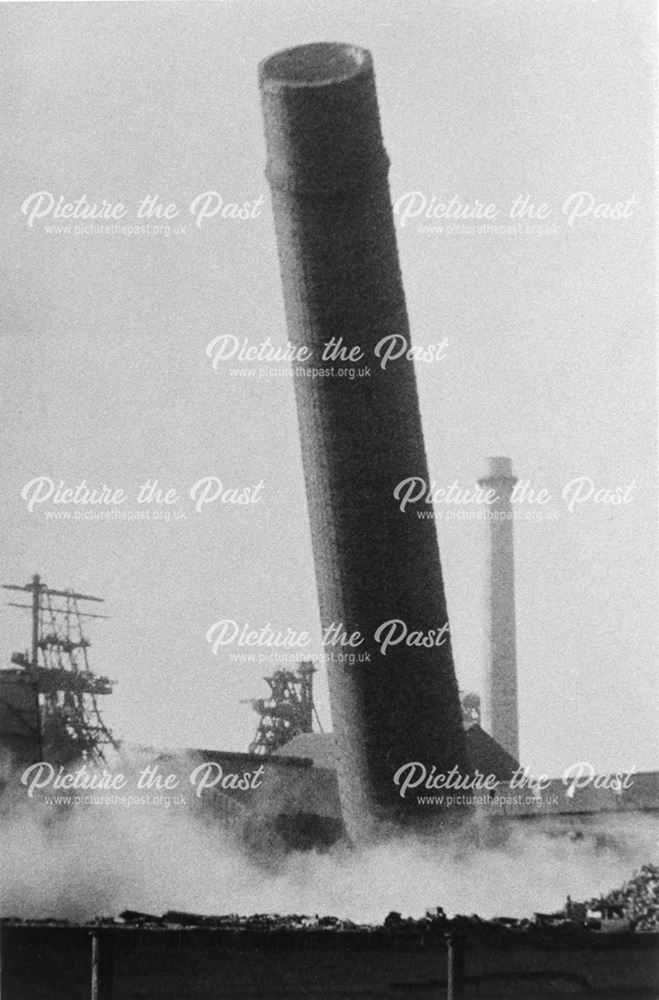 Demolition of a chimney at Staveley works