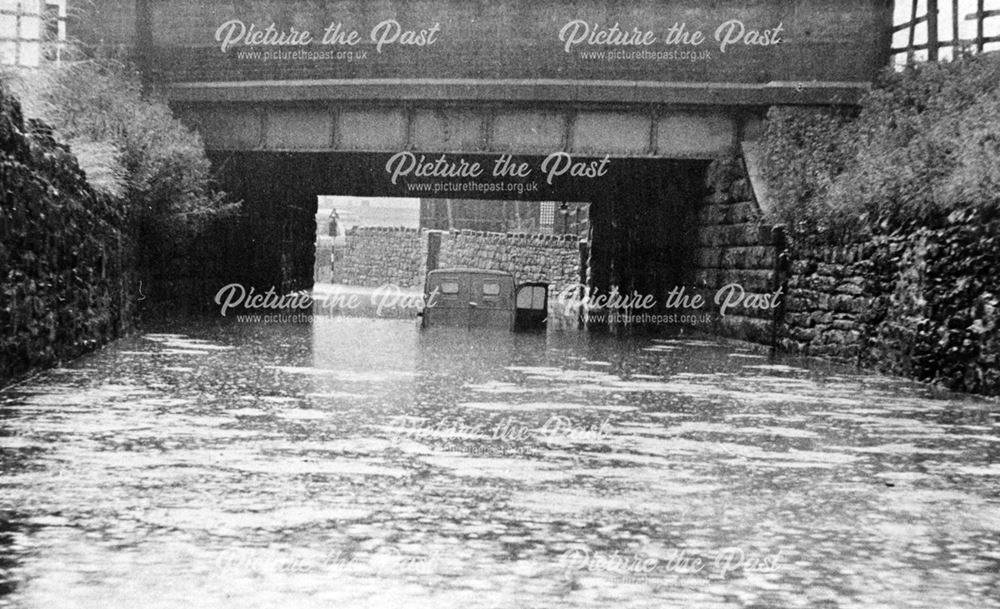 Flooding under the railway bridge, Works Road