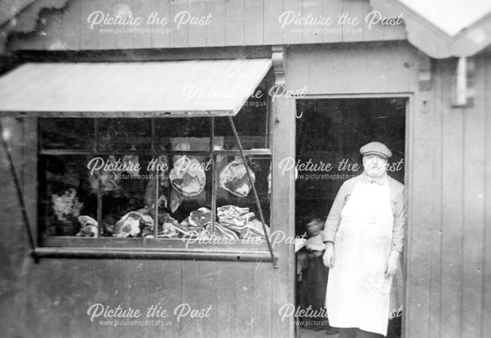 Billy Hardy outside the butcher's shop