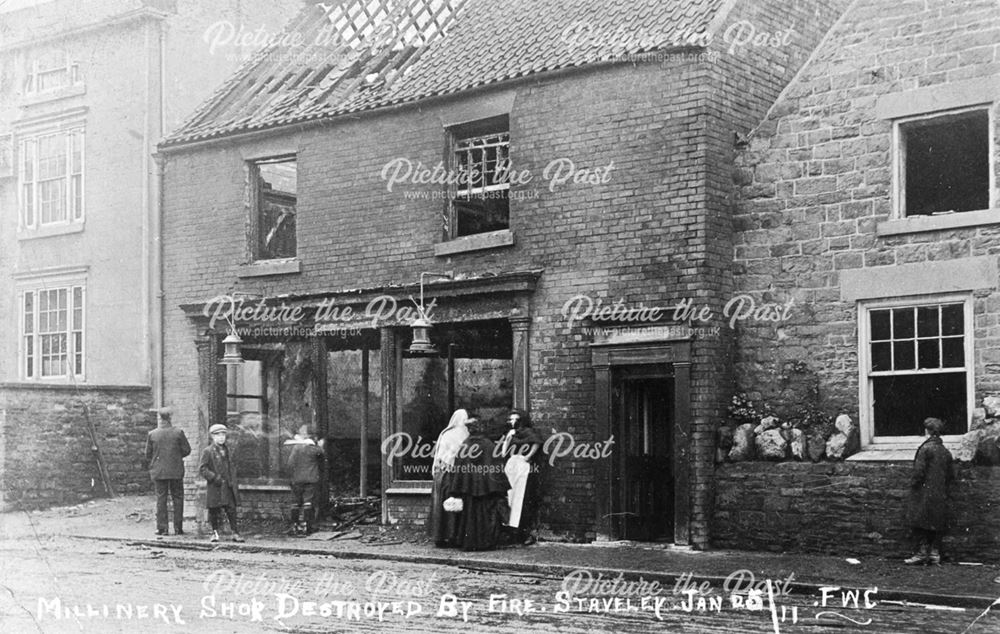 Millinery (Hat) Shop destroyed by fire, Staveley, January 1925