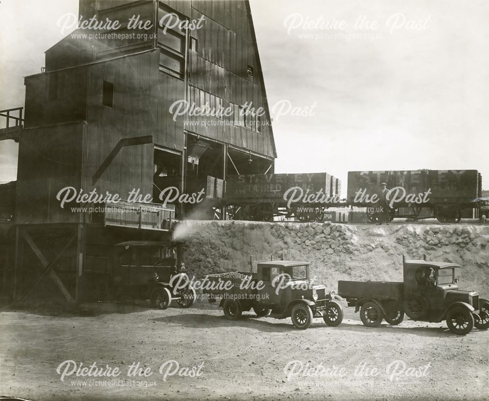 Lorries and Wagons waiting to be loaded at Devonshire Works