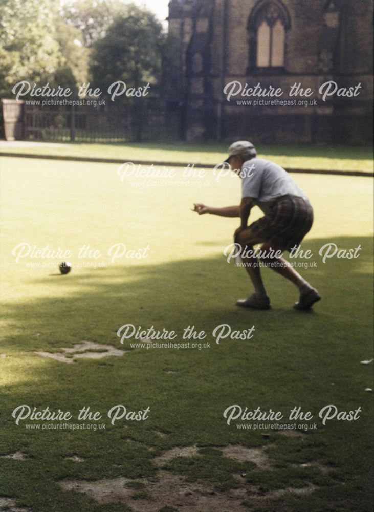 Fred Wood Playing Bowls Outside Hall, Church Street, Stavely, 1999